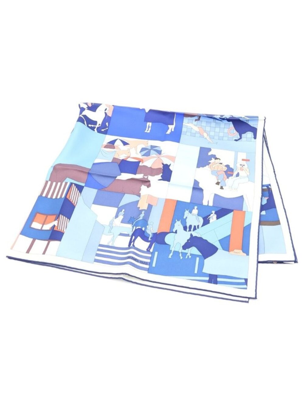 Hermes Carre 90 Horse and I Silk Scarf Blue